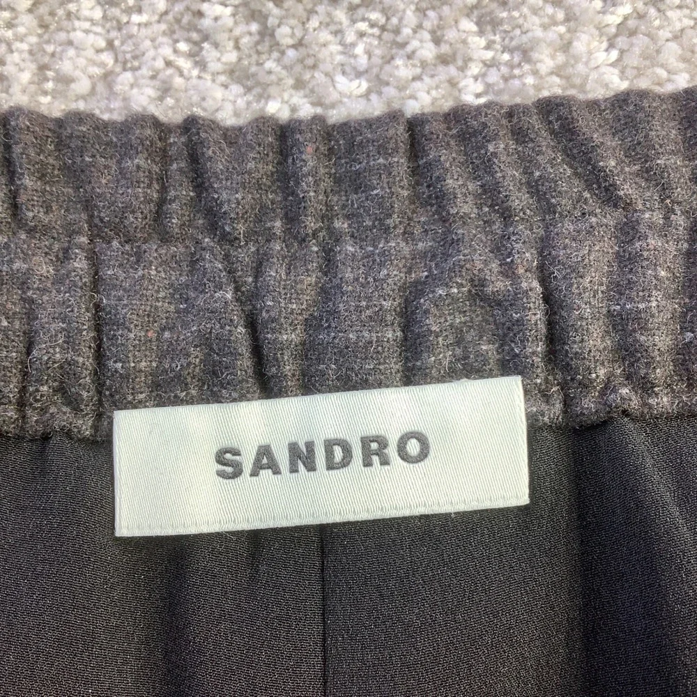 Sandro Womens Brown Pinstripe Wool Blend Wide Leg Drawstring‎ Pants 42 NWT